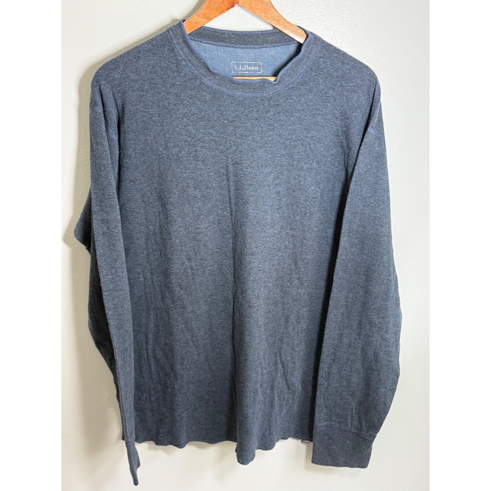 LL Bean Mens River Driver Shirt Large Blue Charcoal Long Sleeve Wool Blend Top